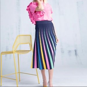 ANTHROPOLOGIE MAEVE RAINBOW PLEATED SKIRT M